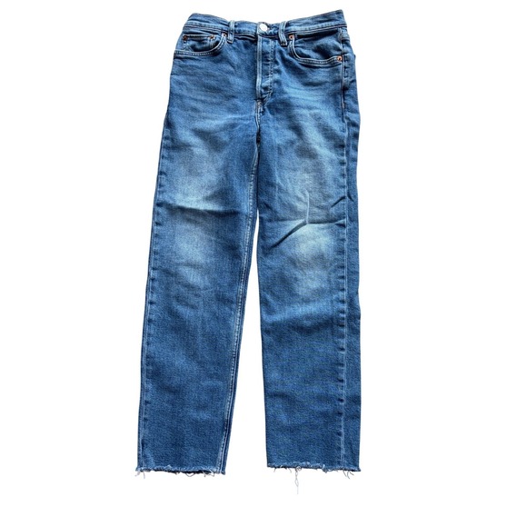 Re/Done Denim - RE/DONE 70s Stove Pipe High Rise Straight Leg Jeans Mid 70s Wash Size 27